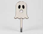 Silver-tone ghost cigarette holder front view on white