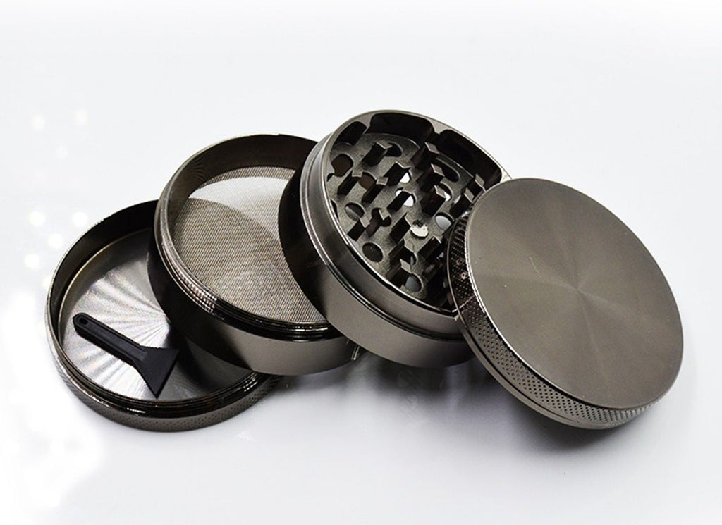 Plain Gunmetal Herb Grinder - open product view