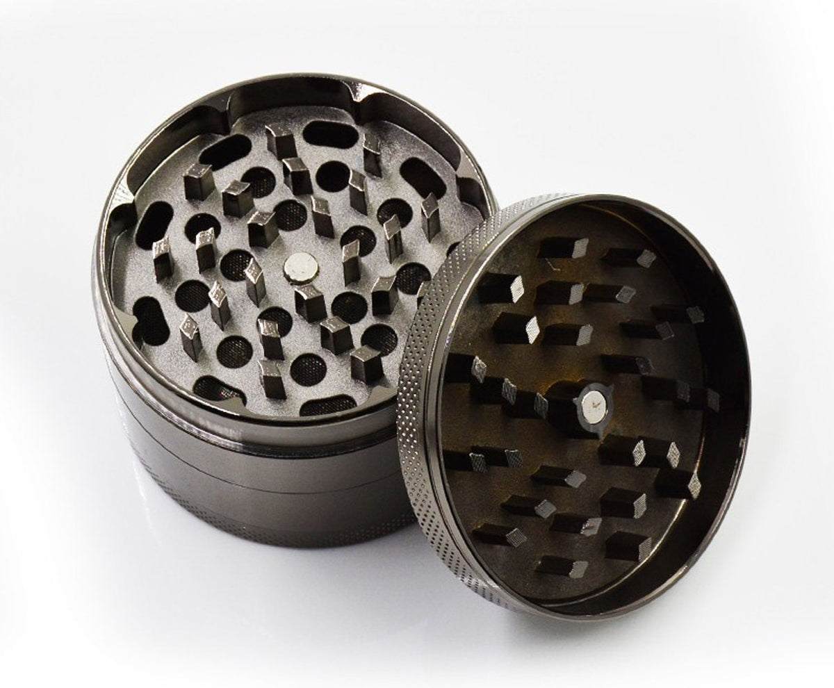 Plain Gunmetal Herb Grinder - open top view