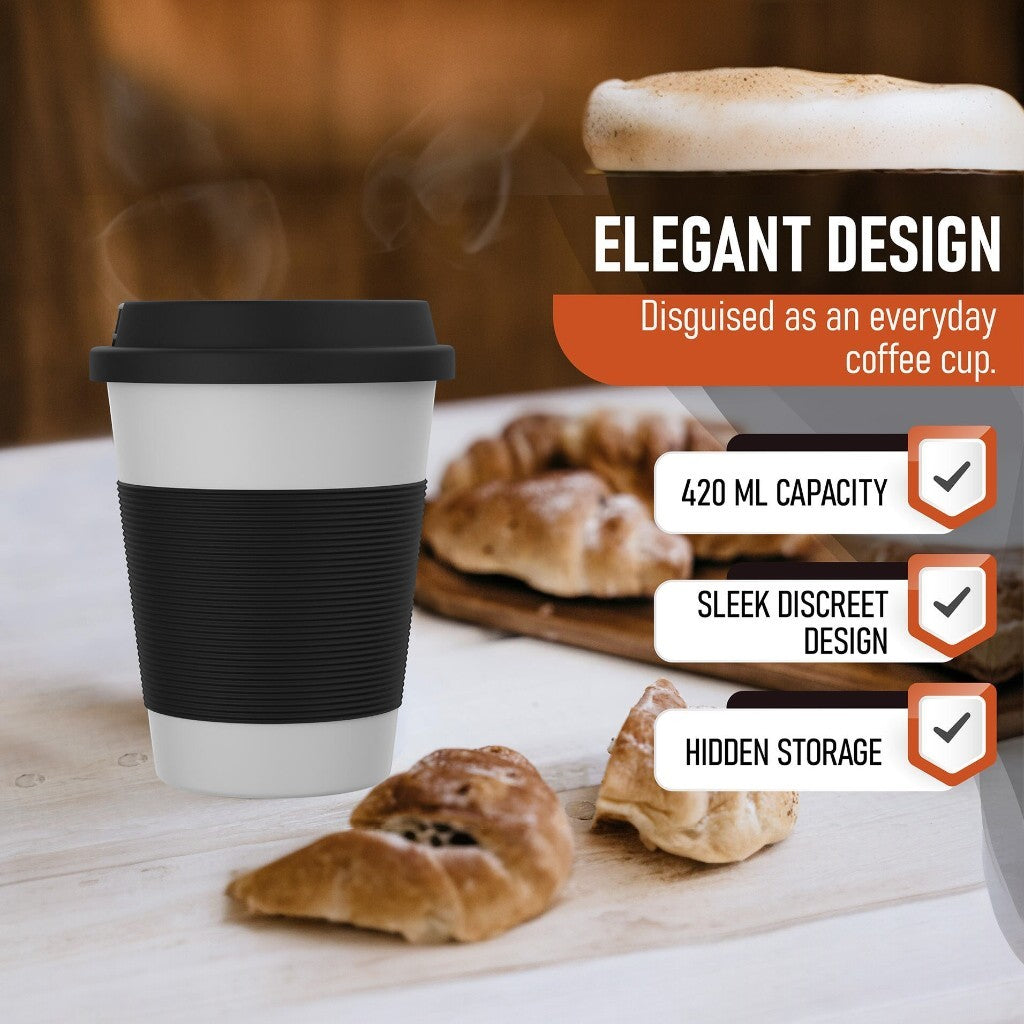 White Cupro Ceramic Novelty Mug - Dual-Chamber Design with Filtration and Removable Bowl