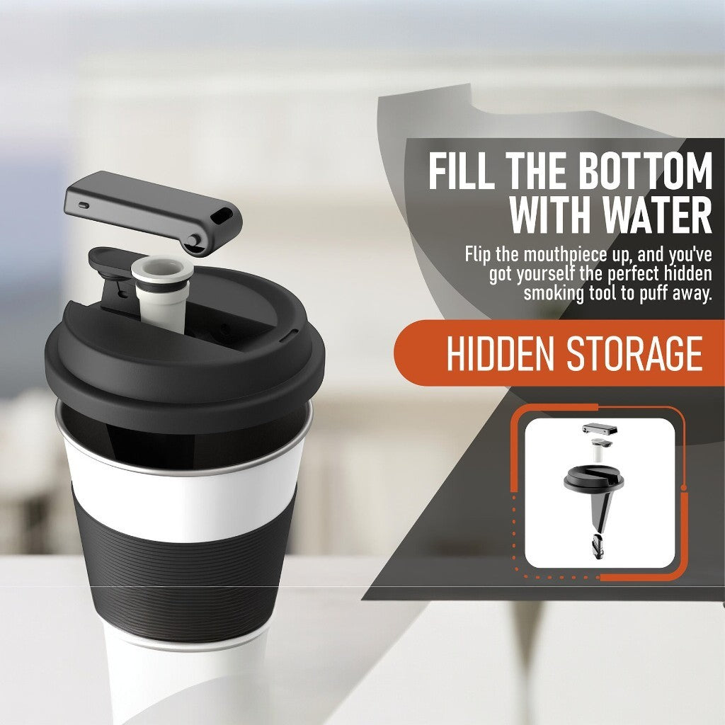 White Cupro Ceramic Novelty Mug - Dual-Chamber Design with Filtration and Removable Bowl