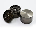 Dark gray herb grinder shown open and closed, Crescent Moon and Stars gallery