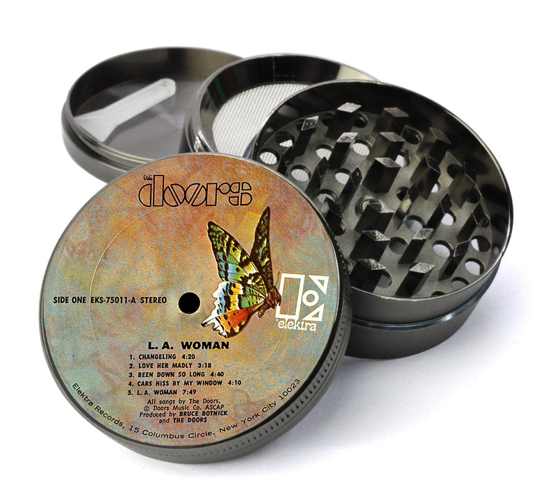 The Doors Vinyl LP Label - LA Woman - Deluxe Metal 5 Piece Herb Grinder With Microfine Screen