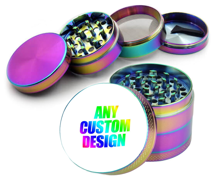 Customized Grinder - You add any design/picture/image/phrase XL Metal 4 Chamber Herb Grinder With Fine Screen - Custom Grinders