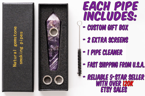 Amethyst Crystal Wand | Hand-Carved Natural Gemstone Display Piece with Gift Box