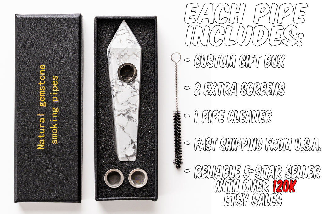 White Turquoise Crystal Wand | Hand-Carved Natural Gemstone Display Piece with Gift Box