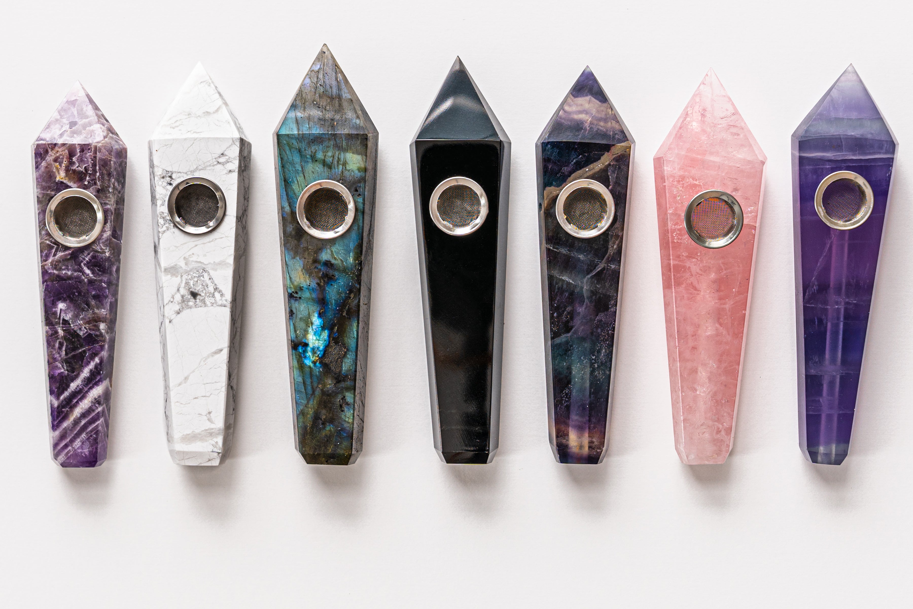 Gemstone Smoking Pipes | Natural Stone Pipes For Smoking | Gift Box, Extra Screens, Pipe Cleaner | Crystal, Quartz Stone Pipes