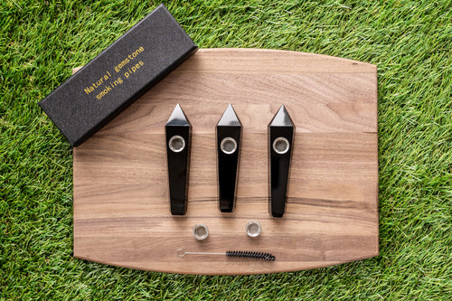 Black Obsidian Crystal Wand | Hand-Carved Natural Gemstone Display Piece with Gift Box