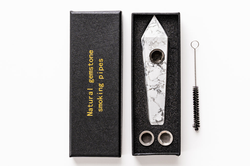 White Turquoise Crystal Wand | Hand-Carved Natural Gemstone Display Piece with Gift Box