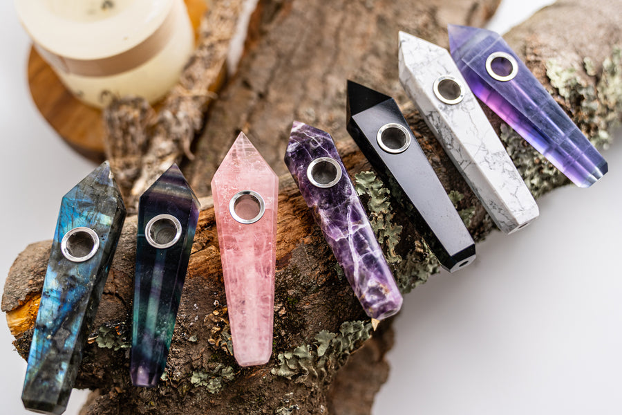 Natural Gemstone Crystal Wand Collection | Hand-Carved Stone Display Pieces with Gift Box