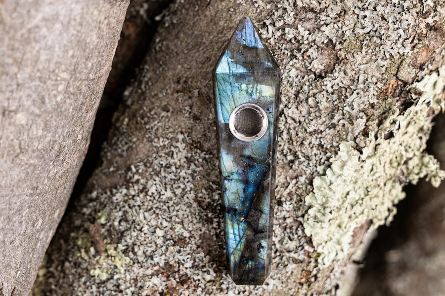 Labradorite Crystal Wand | Hand-Carved Natural Gemstone Display Piece with Gift Box