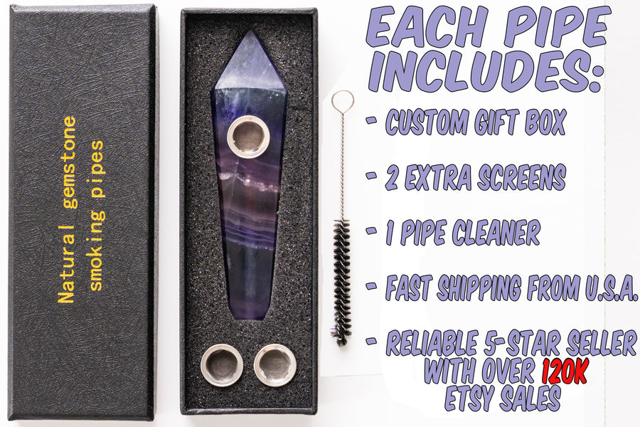 Purple Fluorite Crystal Wand | Natural Hand-Carved Gemstone Display Piece