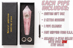 Rose Quartz Gemstone Smoking Pipes | Natural Stone Pipes For Smoking | Gift Box, Extra Screens, Pipe Cleaner | Crystal, Quartz Stone Pipes
