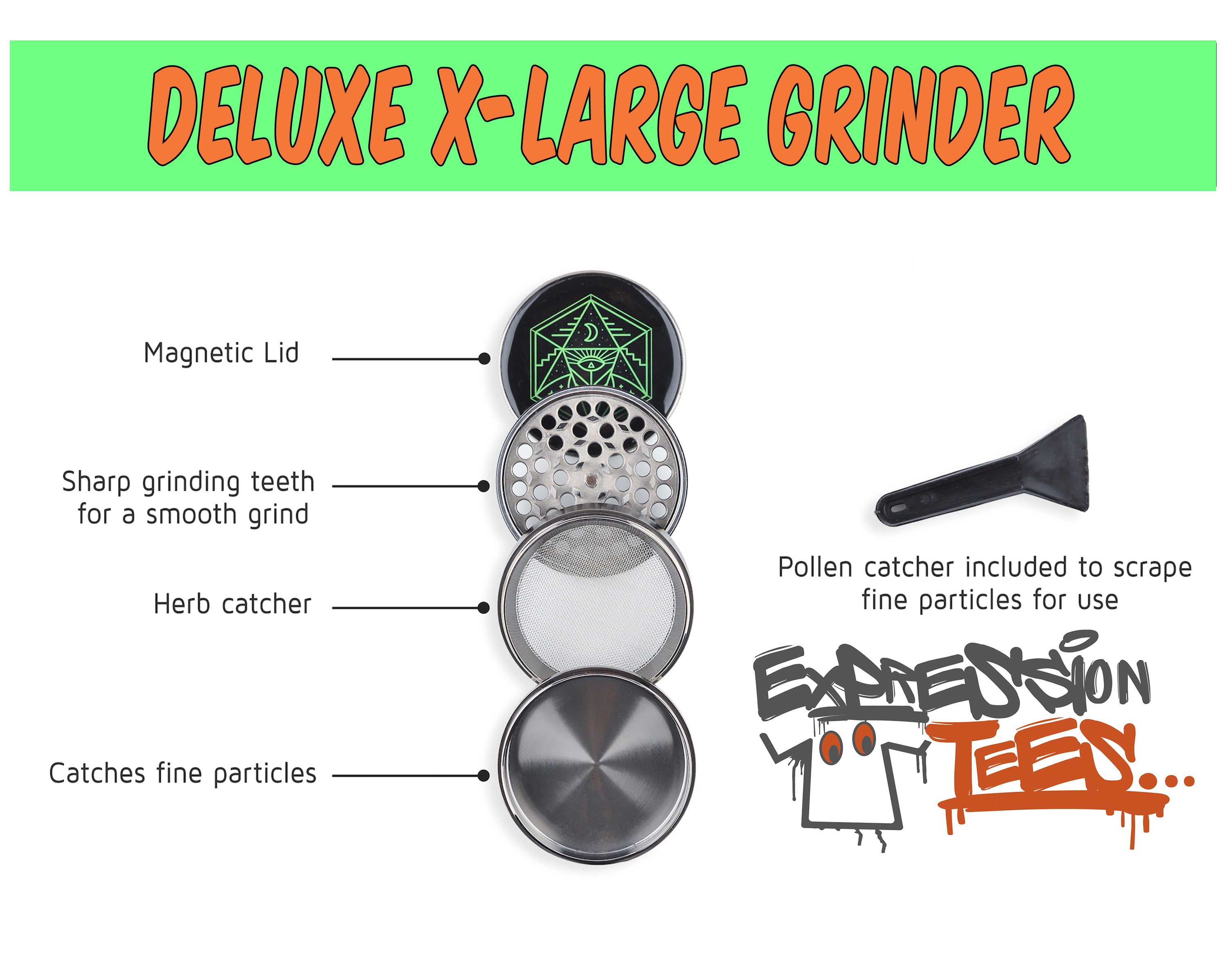 Grinder Stash Box Set - Includes XL Spice Grinder, UV Protective Smellproof Glass Jar, Bamboo Storage Box w/ Lock, Rolling Tray, Poker