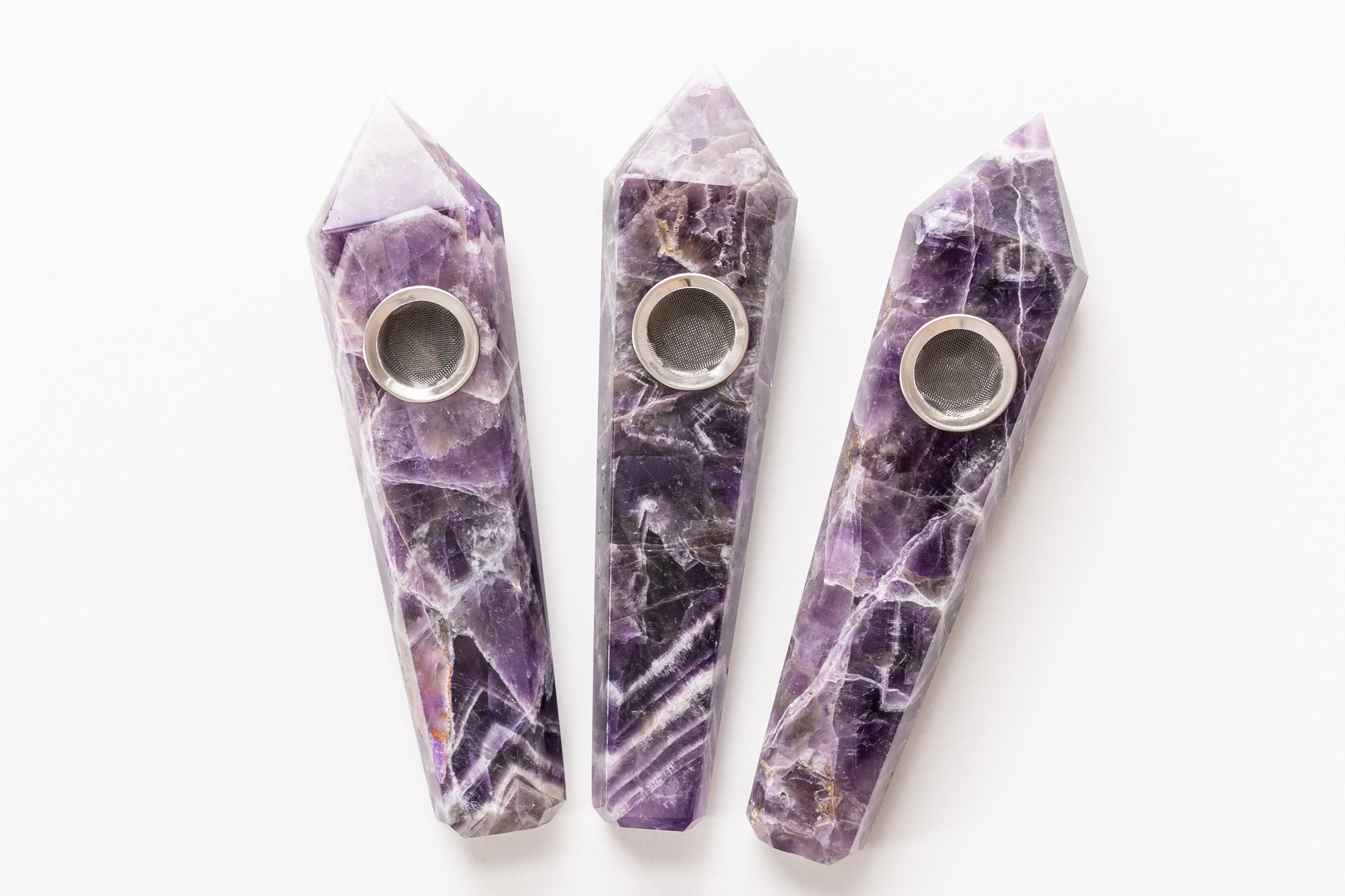 Amethyst Gemstone Smoking Pipes | Natural Stone Pipes For Smoking | Gift Box, Extra Screens, Pipe Cleaner | Crystal, Quartz Stone Pipes
