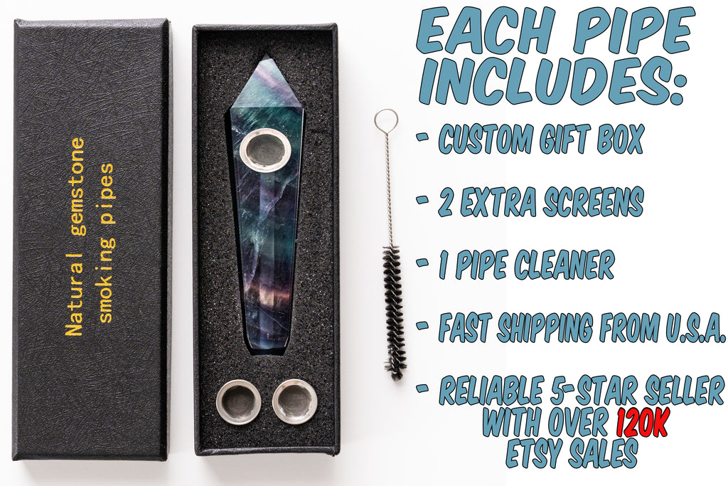 Colorful Fluorite Crystal Wand | Hand-Carved Natural Gemstone Display Piece with Gift Box