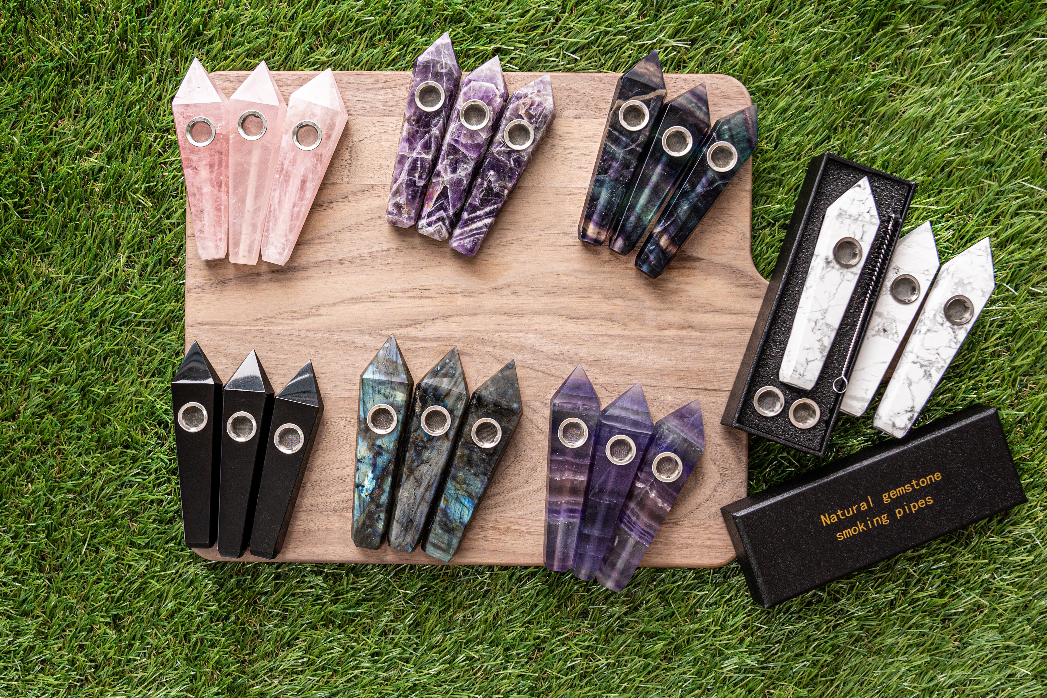 Black Obsidian Gemstone Smoking Pipes | Natural Stone Pipes For Smoking | Gift Box, Extra Screens, Pipe Cleaner | Crystal, Quartz Stone Pipes