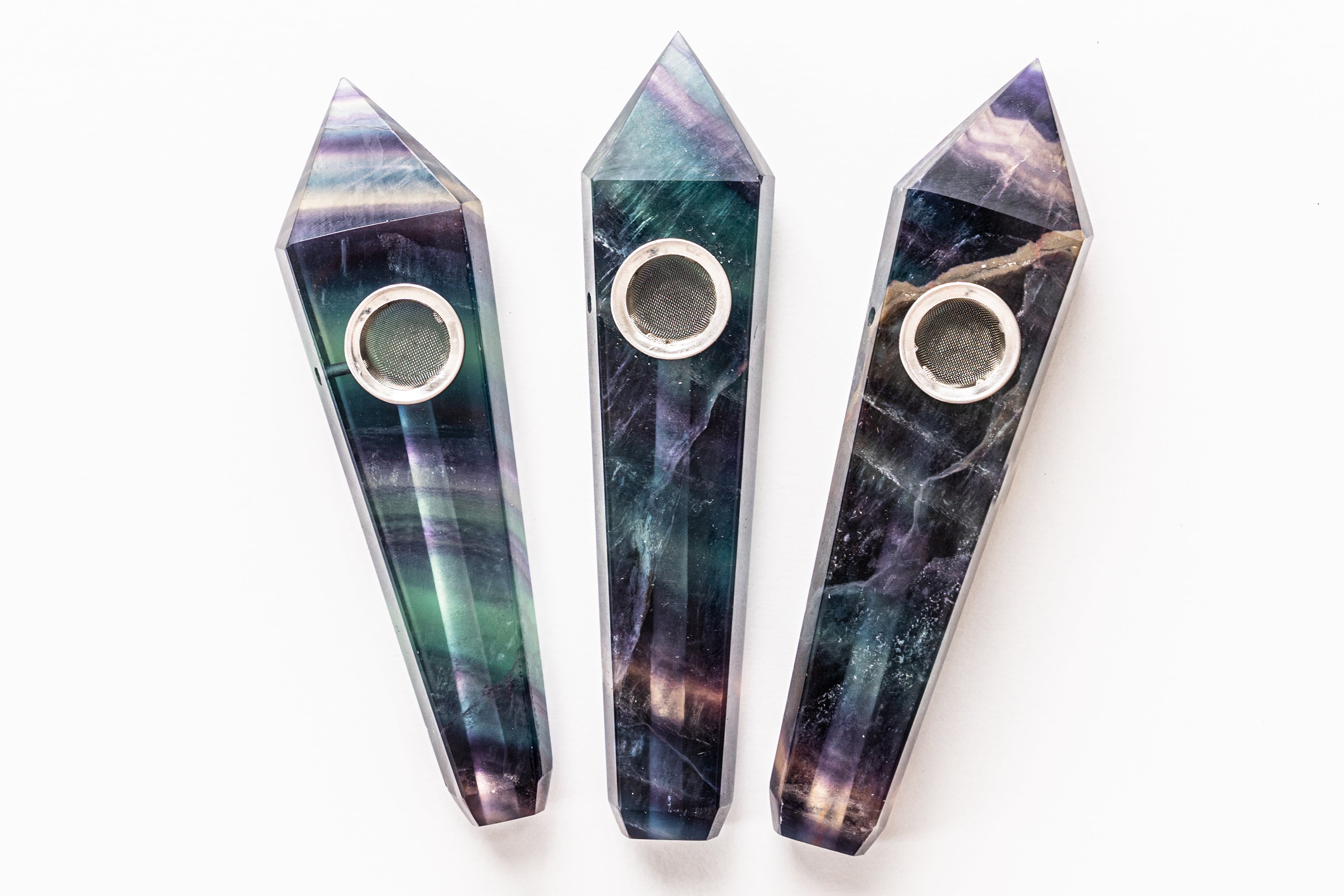 Colorful Fluorite Gemstone Smoking Pipes | Natural Stone Pipes For Smoking | Gift Box, Extra Screens, Pipe Cleaner | Crystal, Quartz Stone Pipes
