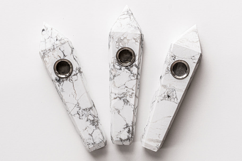 White Turquoise Crystal Wand | Hand-Carved Natural Gemstone Display Piece with Gift Box