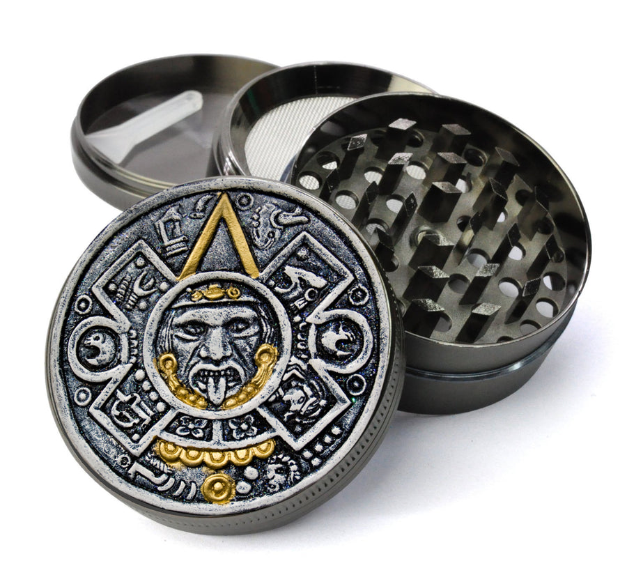 Tonatiuh Aztec Sun God Large 5 Piece Spice & Herb Grinder With Microfine Mesh Screen
