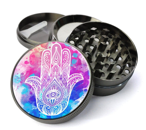 Hamsa Hand Of Fatima #61 Extra Large 5 Piece Spice  Herb Grinder with / Catcher - Customized Grinders for  - Expression Tees