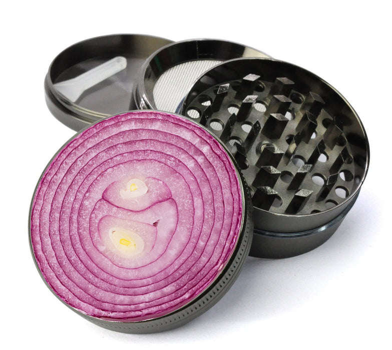 Red Onion Deluxe Metal 4 Piece Herb Grinder With Fine Screen