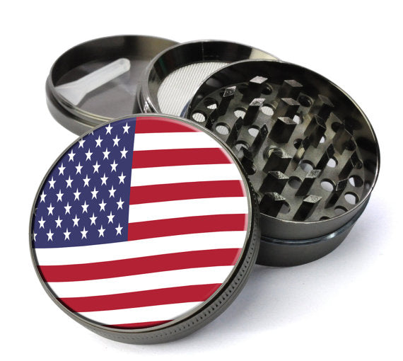 American Flag Large 5 Piece Spice & Herb Grinder With Microfine Mesh Screen